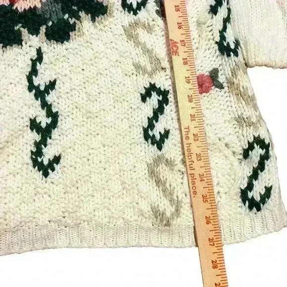 Vintage Emerald Isle Hand Knitted Floral Sweater Size Small Oversized 90s Granny - Picture 6 of 8